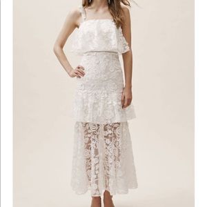 Monique Lhuillier Tiered Lace Dress